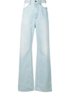 Maison Margiela High Rise Cut Out Denim Jeans In Clear Blue