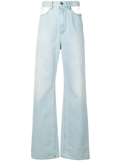 Maison Margiela High Rise Cut Out Denim Jeans In Clear Blue