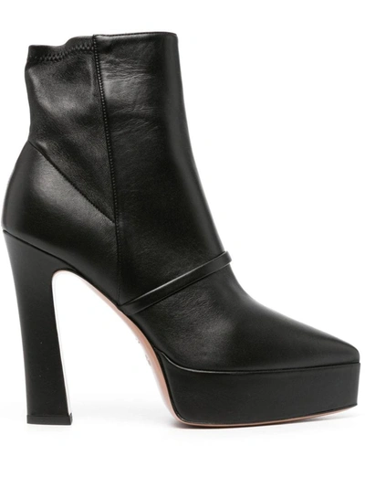 Malone Souliers 130mm Platform Leather Ankle Boots In Black