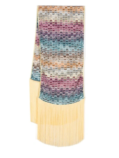 Missoni Sport Striped Scarf In Red