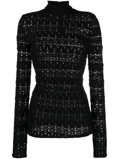 Missoni Sport Viscose Turtleneck Sweater In Black