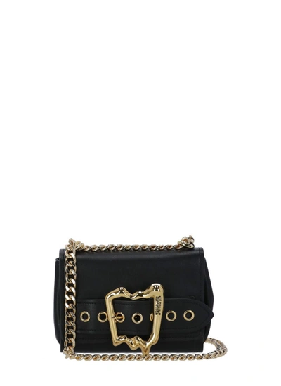 Moschino Womens Black Morphed Leather Shoulder Bag