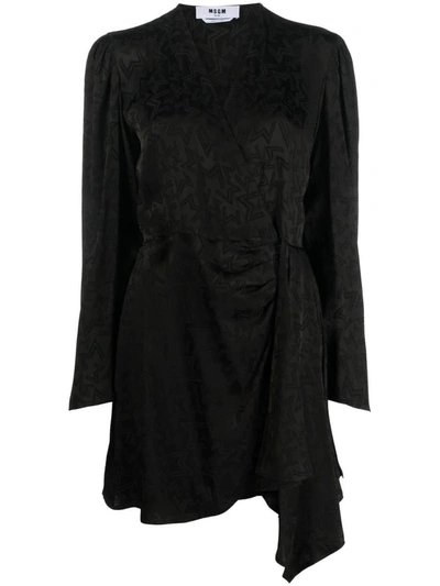 Msgm Monogram-print Mini Dress In Black