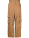 Msgm Cargo Trousers With Multiple Pockets In Camel