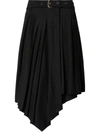 Off-white Pleated Midi Skirt In Tech Drill Fabric In Black