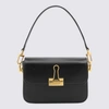 Off-white Off White Women Black Leather Small Plain Binder Handbag In Black