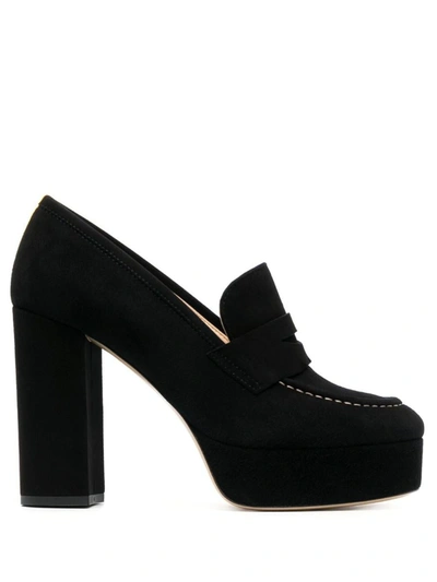 P.a.r.o.s.h Penny Slot 115mm Suede Platform Sandals In Nero