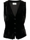 P.a.r.o.s.h V-neck Velvet Waistcoat In Black