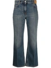 Palm Angels High Waist Denim Jeans With Star Patch In Blue
