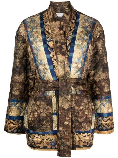 Pierre-louis Mascia Silk Blend Kimono Jacket In Marrón