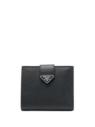Prada Wallet Black Logo In Nero