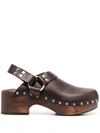 Re/done 70s Studded Slingback Clogs In Brown