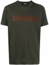 Dsquared2 Logoed Cool-fitting T-shirt With Distressed Detailing In Green