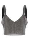 Santa Chain Link Sleeveless V-neck Crop Top In Silver