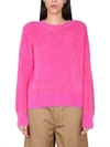 Stella Mccartney Long-sleeved Textured Jumper In Fuchsia