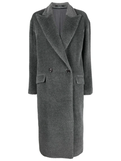 Tagliatore Double-breasted Brushed Coat In Grey