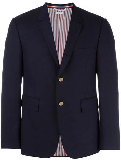 Thom Browne Navy Super 120s Twill High Armhole Sport Coat In Blue