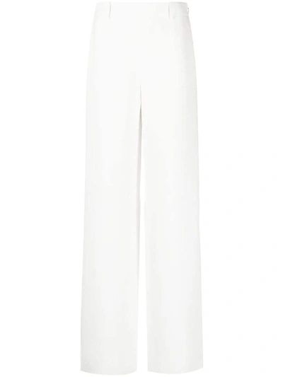 Valentino Silk-crepe Wide-leg Trousers In White