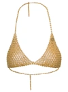 SILVIA GNECCHI GOLD-TONE TRAINGLE TOP WITH LOGO CHARM IN METAL MESH WOMAN