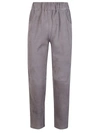 Via Masini 80 Elastic Waist Suede Trousers In Grey