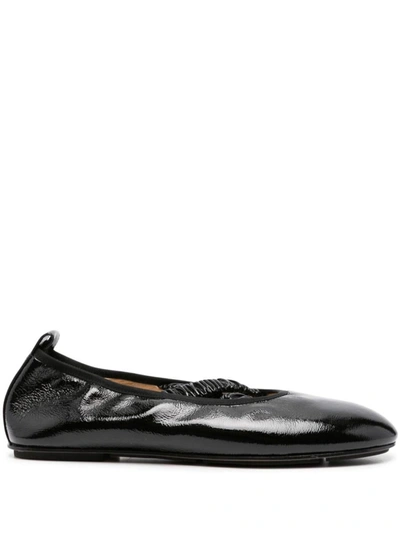 Wandler June Leather Crisscross Ballerina Flats In Black