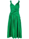 Zimmermann Tiggy Bow-embellished Linen Midi Dress In Green