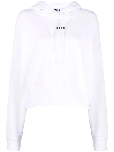 Msgm Logo Hoodie In White