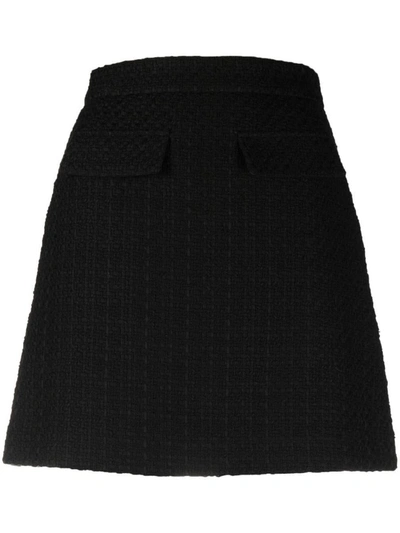 Msgm Cotton-blend Tweed Mini Skirt In Black