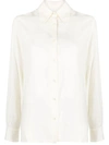 Officine Generale Pointed-collar Button-up Shirt In Beige