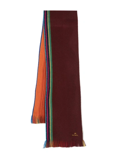 Ps By Paul Smith Striped-edge Wool Scarf In Red