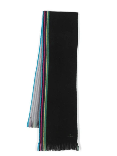 Ps By Paul Smith Men Scarf Reversible Stripes In Black