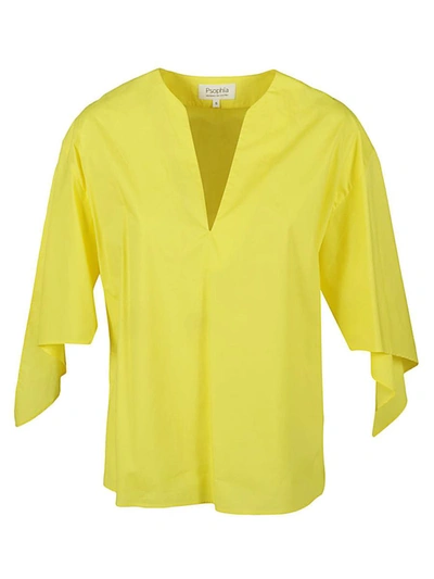 Psophia Cotton V-neck Top In Yellow