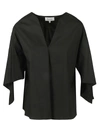 Psophia Cotton V-neck Top In Black