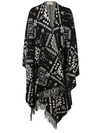 Tooco Ethnic Print Jacquard Cardigan In Black