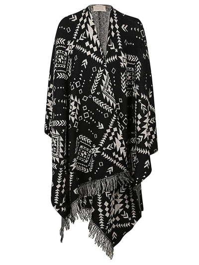 Tooco Ethnic Print Jacquard Cardigan In Black