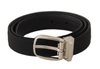 DOLCE & GABBANA BELT BLACK CALF LEATHER SILVER TONE METAL BUCKLE