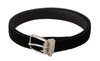 Dolce & Gabbana Black Casual Velvet Silver Tone Metal Buckle Belt