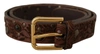 DOLCE & GABBANA BROWN CALF LEATHER EMBOSSED GOLD METAL BUCKLE
