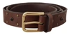 DOLCE & GABBANA BROWN LEATHER STUDDED GOLD TONE METAL BUCKLE BELT