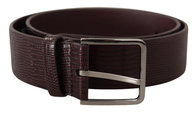 Dolce & Gabbana Dark Brown Calf Leather Silver Logo Metal Buckle Belt