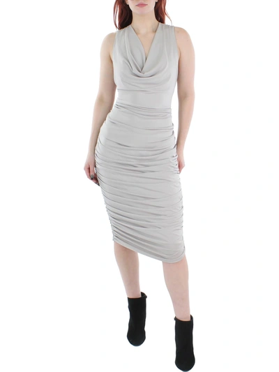 Ax Paris Womens Ruched Cowl Neck Cocktail And Party Dress In Beige
