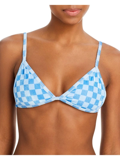 Peixoto Bomba Womens Velvet Adjustable Straps Bikini Swim Top In Blue