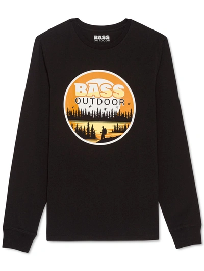 Bass Outdoor Golden Mens Crewneck Long Sleeves Graphic T-shirt In Black