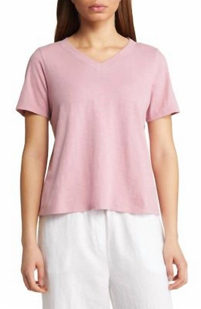 Eileen Fisher Womens Organic Cotton V-neck T-shirt In Pink