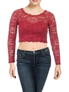 SEQUIN HEARTS JUNIORS WOMENS LACE GLITTER CROP TOP