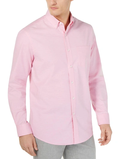 Club Room Mens Stretch Button-down Collar Button-down Shirt In Pink