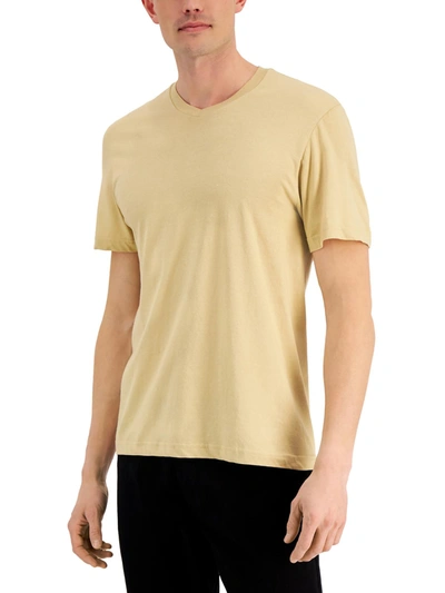 Alfani Mens Cotton Crew Neck T-shirt In Beige