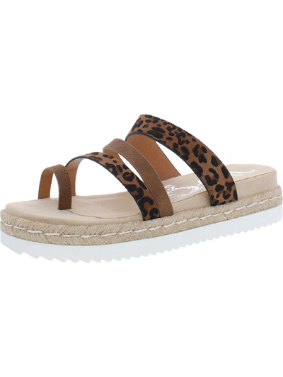 Very G Groove 2 Womens Leopard Print Casual Strappy Sandals In Multi