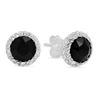 Max + Stone Sterling Silver 6mm Crystal Halo Black Stud Earrings In Black