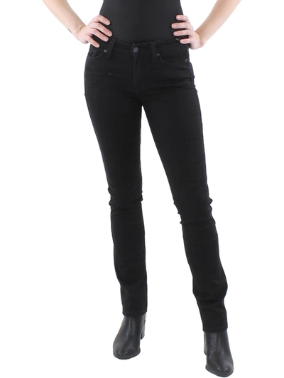 Jen7 By 7 For All Mankind Kimme Womens Mid Rise Fitted Straight Leg Jeans In Black
